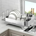 thumbnail image 1 of Dish Drying Rack Stainless Steel Dish Racks for Kitchen Counter Dish Drainers with Automatic Drainage Utensil Holder & Cups Holder Space Saving Kitchen Organizer, 1 of 8
