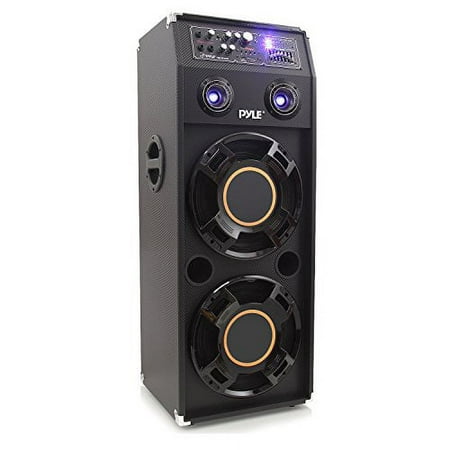 PYLE PSUFM1245A - 1400 Watt Disco Jam Powered Two-Way PA Speaker System w/ USB & SD Readers, FM Radio, 3.5mm AUX Input & DJ Flashing Lights