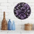thumbnail image 3 of Yayeee 10" Wall Clock Battery Operated Quartz Round Silent Non-Ticking Home Decor, Purple Roses, 3 of 6