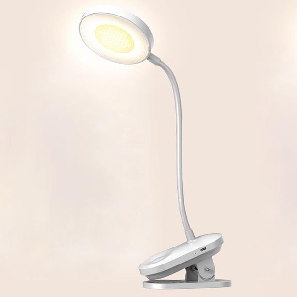 Lámpara de mesa con clip, luz suave, práctica lámpara de estudio con botón táctil, luz de mesa para dormitorio, hogar, trabajo, dormitorio, oficina