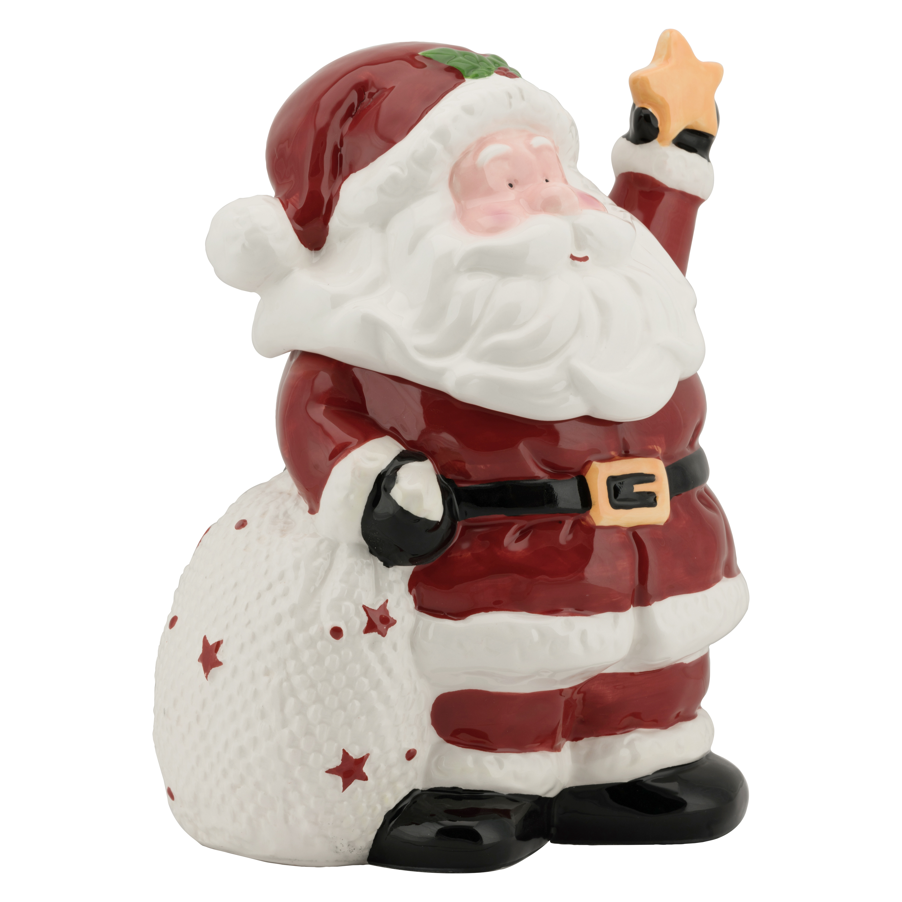 10 Strawberry Street Burlap Santa Cookie Jar