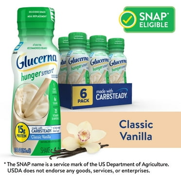 Glucerna Hunger Smart Diabetic Protein Shake, Classic Vanilla, 10-fl-oz Bottle, 6 Count