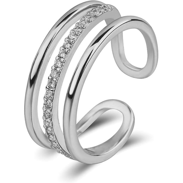 Anillo de Mujer Anillo Ajustable con Circonita Cúbica, Anillos Brillante y Elegante Anillo de Boda Regalo Ideal