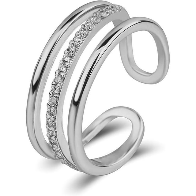 Anillo de Mujer Anillo Ajustable con Circonita Cúbica, Anillos Brillante y Elegante Anillo de Boda Regalo Ideal