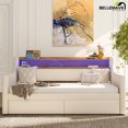 thumbnail image 3 of Bellemave Upholstered Plywood And PU Leather Durable Twin Daybed with Storage Drawers White, 3 of 11