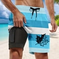 thumbnail image 2 of ibiyuan Swim Trunks Men with Compression Liner Quick Dry Mens Bathing Suits Drawstring Cargo Pocket Pool Shorts Pockets Soft Printed Beach Swimwear,B-Sky Blue, 2 of 4