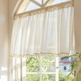 thumbnail image 2 of Lapalife Boho Tassels Kitchen Curtains, 2 Panel Vintage Sheer Short Curtains Rod Pocket Tier Curtains for Living Room, Kitchen, Bathroom, Cafe, 2 of 7