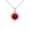 Red::Rose Gold, variant on Ruby Dangle Pendant with Zircon Halo - Rose Gold Plated Red Jewelry