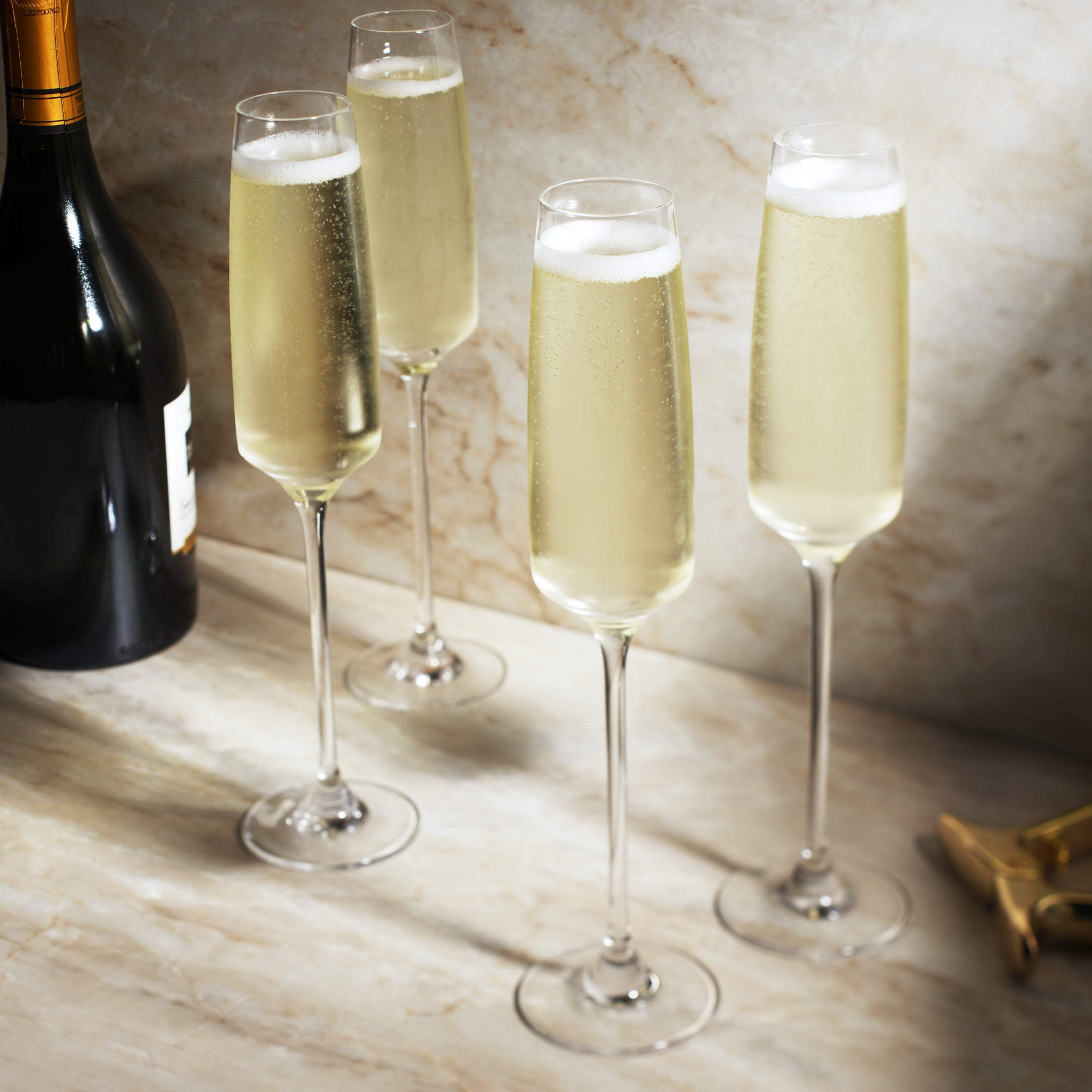 Viski Reserve Julien Champagne Flutes, Home Bar Party Gifts 5.75oz Set of 4