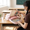 thumbnail image 3 of 3 In 1 Backpack Combo, Vertical Stripe Lace Trim Oxford Rucksack, Adjustable Padded Strap Sweet Cute School Kit for Teen Girls Daily School Shopping Trip, 3 of 7