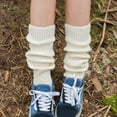 thumbnail image 3 of WHAMVOX White Acrylic Fiber Leg Warmers for Women Stretchy Size Fits Most 9.5 Inches Long, 3 of 8