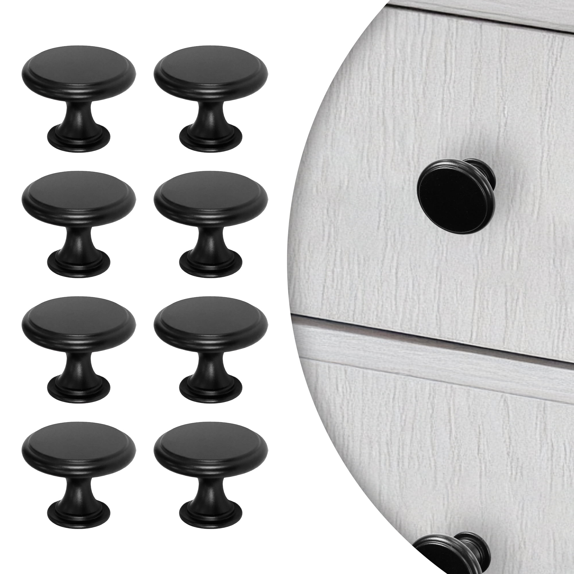 Lumi Home Furnishings Cabinet Knob Classic Matte Black 8-Pack