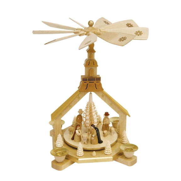 11.5" Richard Glaesser Nativity Scene Christmas Candle Holder Pyramid