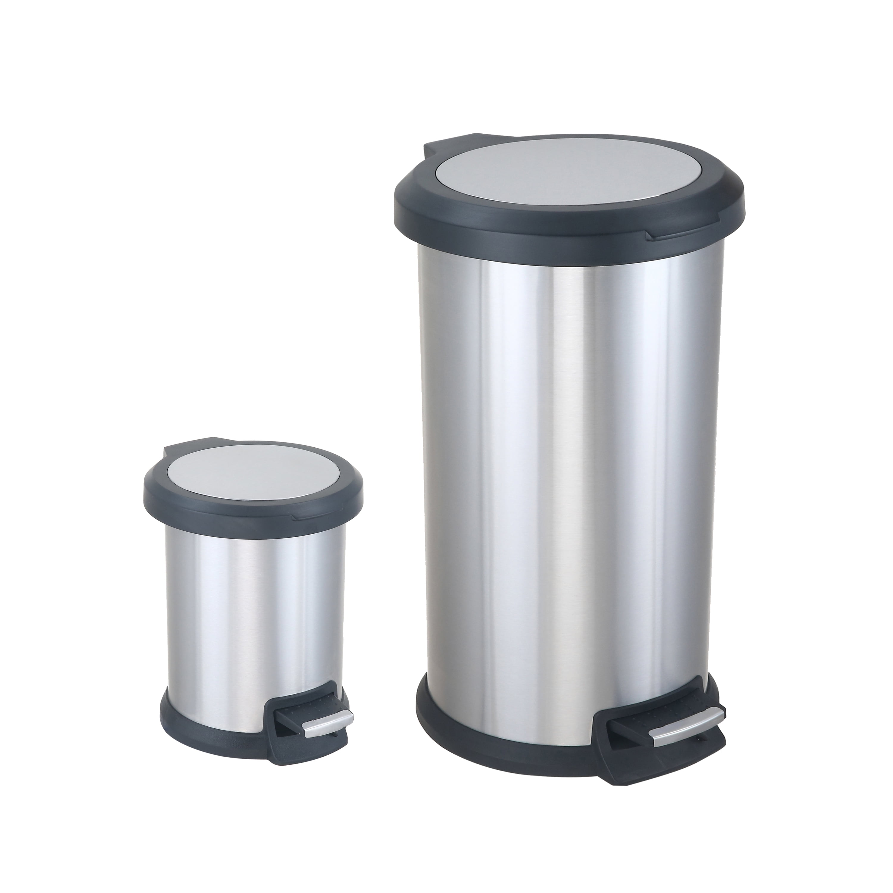 The Pioneer Woman Breezy Blossom Stainless Steel 10.5 Gal & 3.1Gal Trash Can Set