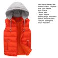 thumbnail image 7 of comerut Men Autumn Winter Warm Vest with Hood Zipper Closure Waterproof Cold Prevention Sleeveless Casual Jacket Vest, 7 of 7