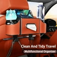 thumbnail image 5 of Supbessel 3-in-1 Car Organizers and Storage Box, Multifunctional Car Seat Back Storage Box with Tissue Holder, 2 Cup Holders & Hanging Hooks, Back Seat Car Organizer for Travel - Orange, 5 of 12