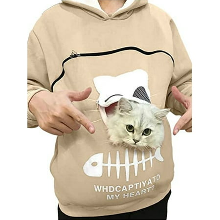 Women Animal Pouch Hoodie Tops Carry Cat Breathable Kitty