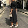 thumbnail image 4 of Bxsruta Womens Dress Midi Length V Neck 3/4 Sleeve High Low Cocktail Dresses, 4 of 4
