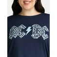 Terra & Sky Women's Plus Size AC/DC Leopard Logo Band Graphic Tee ...