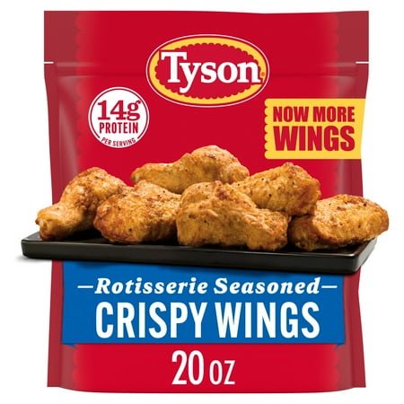 Tyson Rotisserie Seasoned Crispy Wings 20 oz, (Frozen, Fully Cooked)