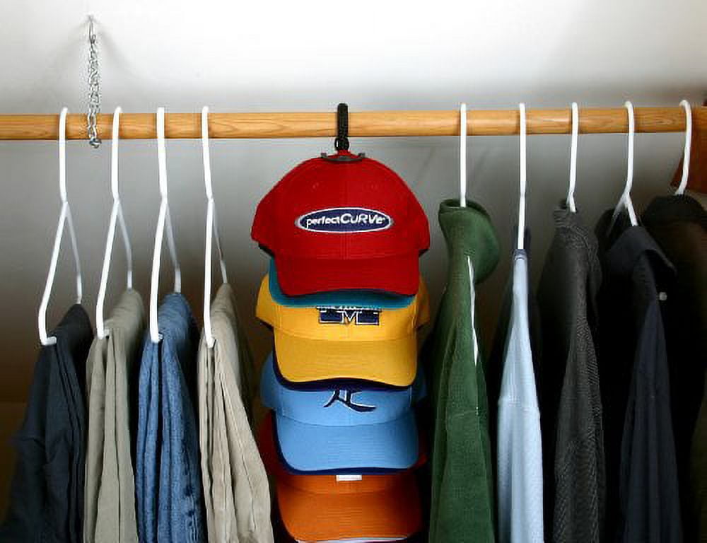 Perfect Curve Cap Rack36 System – Hat Rack for Baseball Caps | Over Door Organizer | Baseball Cap Organizer | Hat Hangers for closet | Hat Organizer for Wall | 12 clips hold up to 36 caps | Black