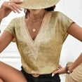 thumbnail image 4 of Tops Woman Short Sleeve Tops for Women TrendyWomens Short Sleeve Sexy Summer Tops Lace Trim V Neck Loose Blouses Lightweight Vacation Tops Dressy Casual Shirts, 4 of 7