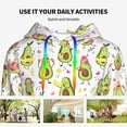thumbnail image 4 of Fotbe Avocado Playing Music Pattern Womens Long Sleeve Hoodie, Pullover Hooded Sweatshirt, Kangaroo Pocket Hoodie with Eye-catching Drawstrings-Small, 4 of 7
