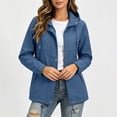 thumbnail image 5 of Winter Hooded Jackets for Women Waterproof Plus Size Long Sleeve Solid Color Lightweight Windproof Rain Jacket with Pockets for Hiking Travel Sport, 5 of 7