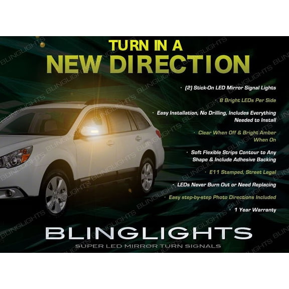 For Subaru Outback LED Side Mirrors Turn Signal Lights Lamp Accent Signalers Kit
