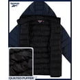 thumbnail image 4 of Chaqueta Reebok ligera con capucha acolchada para hombre, color azul marino, 4 of 7