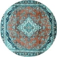 thumbnail image 1 of Ahgly Company Indoor Round Medallion Light Blue Traditional Area Rugs, 4' Round, 1 of 4