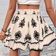 thumbnail image 5 of Women's Boho Printed Shorts High Waist Elastic Drawstring Flowy Casual Summer Outfit Loose Fit Wide Leg Lounge Beach Vacation Festival Streetwear Beige L, 5 of 7