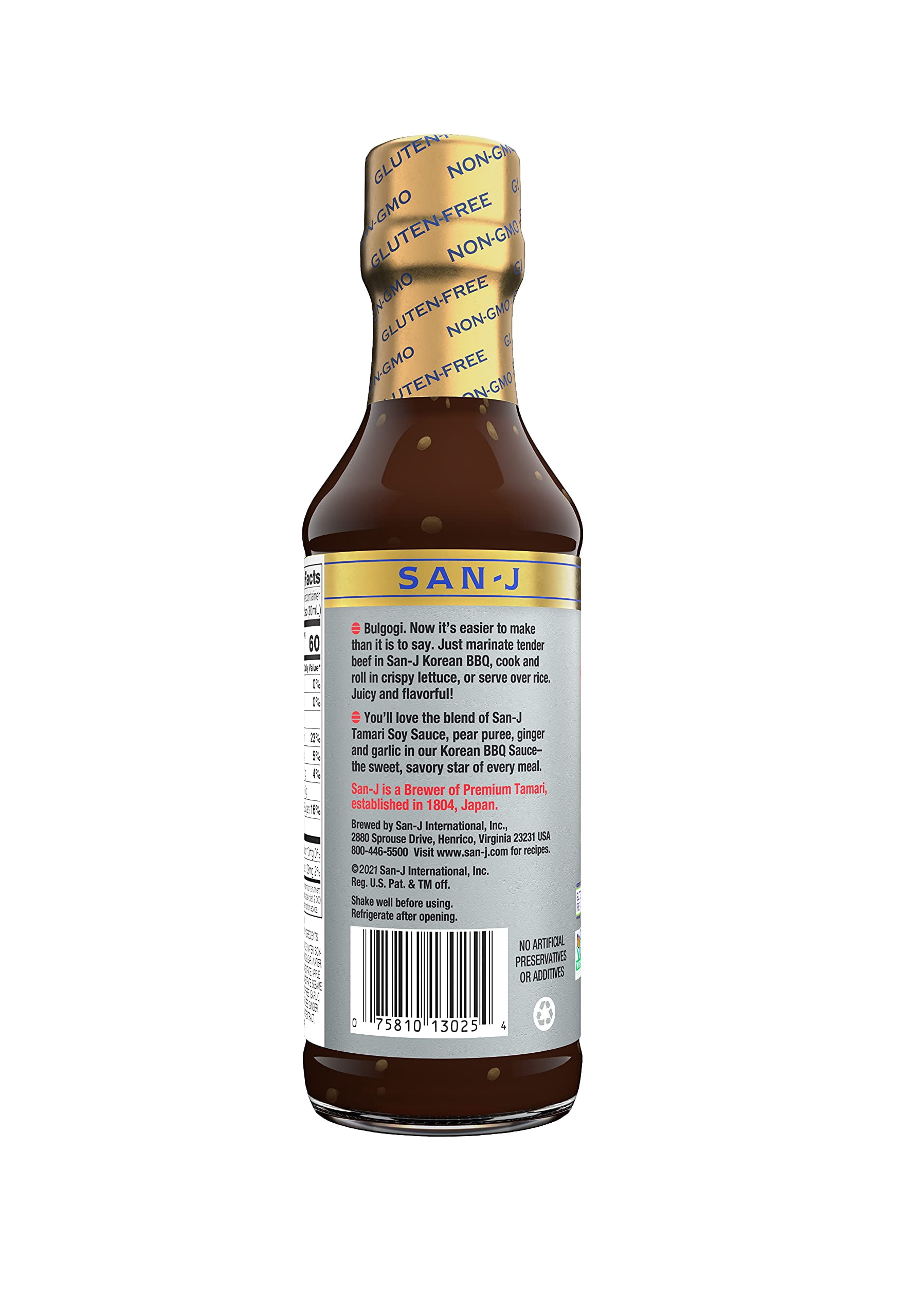 San-J Gluten Free Korean BBQ Cooking Sauce - Marinade & Stir Fry Sauce, Bulgogi Sauce, Korean BBQ Marinade, Korean Barbecue Sauce, Non-GMO, Kosher - 10 Fl Oz, 6-Pack
