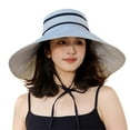thumbnail image 1 of WEIYLL Women Sun Hat Wide Large Brim Zipper Drawstring Fully Light Blocking Foldable Drawstring Headwear Cap, 1 of 3