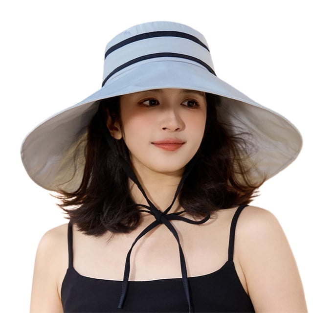 WEIYLL Women Sun Hat Wide Large Brim Zipper Drawstring Fully Light Blocking Foldable Drawstring Headwear Cap