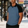thumbnail image 2 of Casual Short Sleeve Shirts for Men, Flannel Collar Open Front Button Down, Solid Color Polyester Top,, 2 of 6