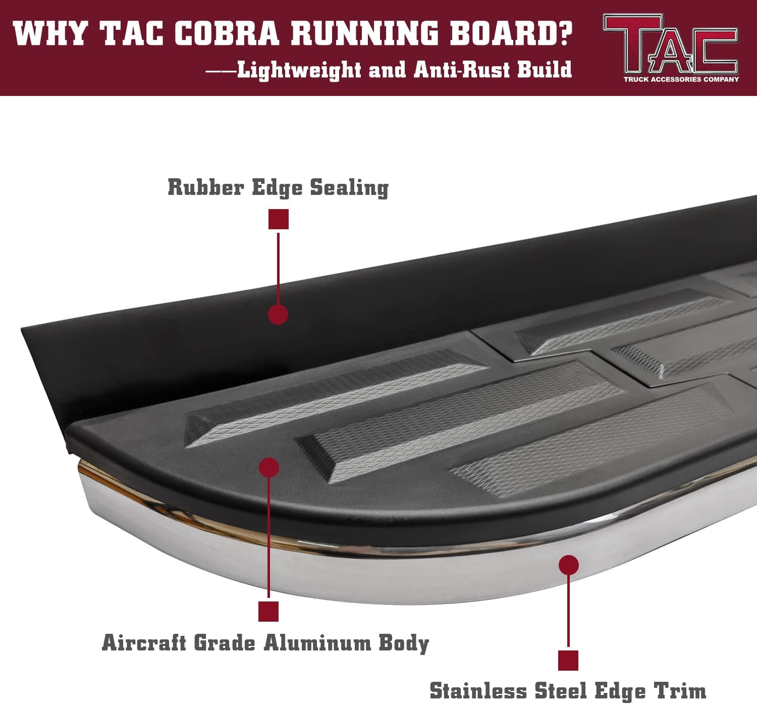 TAC Cobra Running Boards Compatible With 2020-2025 KIA Telluride SUV Side Steps Nerf Bars Step Rails Aluminum Black Off-Road City Exterior Accessories 2pcs