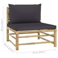 thumbnail image 4 of vidaXL 2 Piece Patio Lounge Set with Dark Gray Cushions Bamboo, 4 of 6