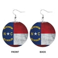 thumbnail image 2 of Round Leather Earrings For Women North Carolina Flag Drop Earrings Lightweight Dangle Earrings, 2 of 6