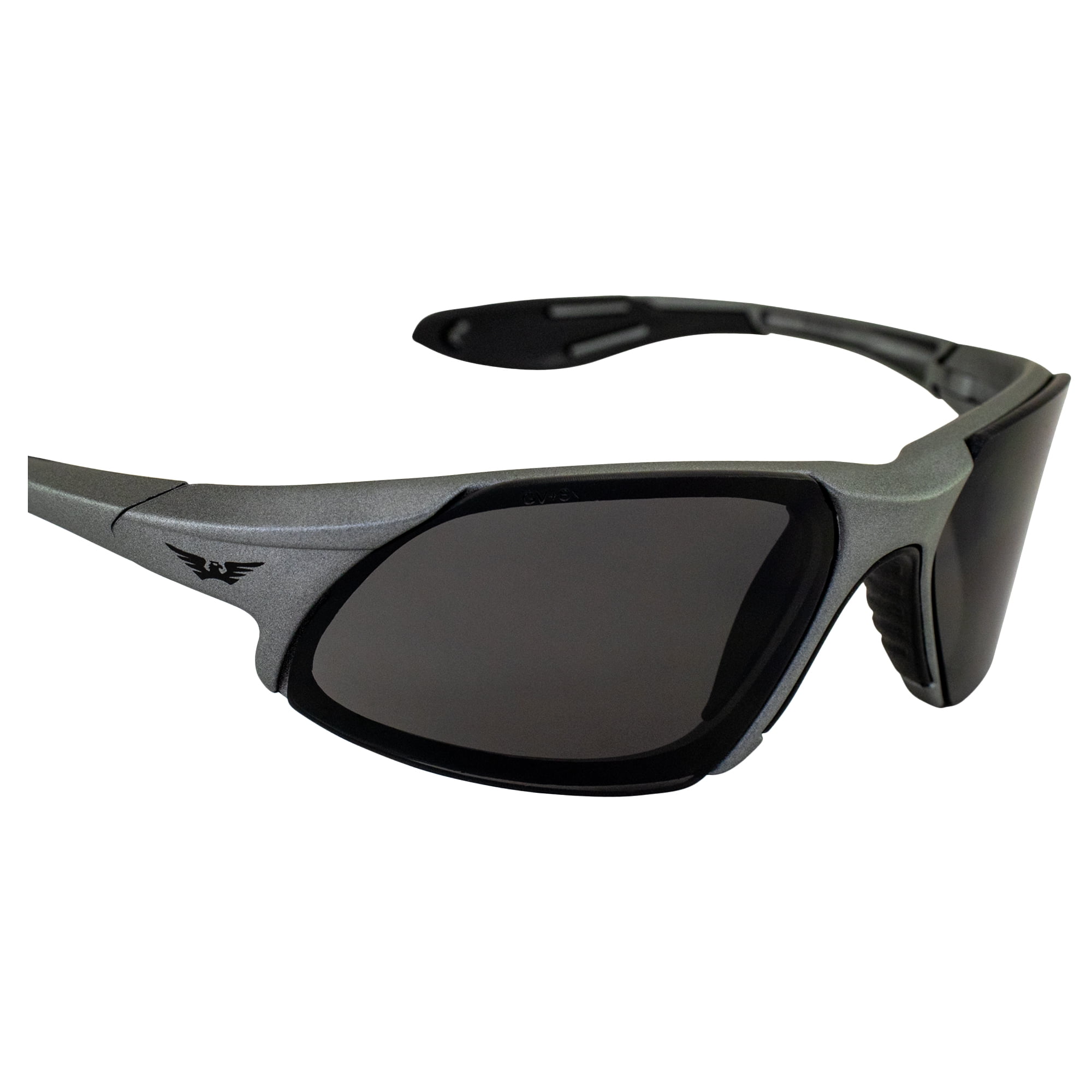 GLOBAL VISION EYEWEAR C8RDSM CODE-8 CF SAFETY GLASSES WITH SMOKE LENSES AND RED FRAME