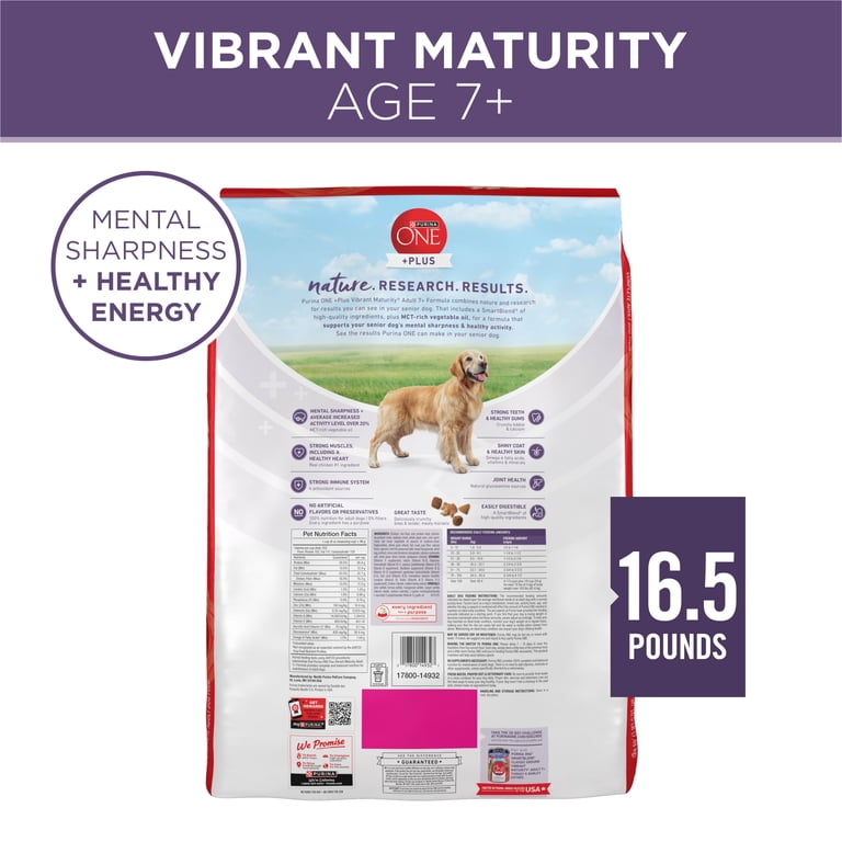 Purina ONE Senior Dry Dog Food 16.5 lb with Real Chicken, High