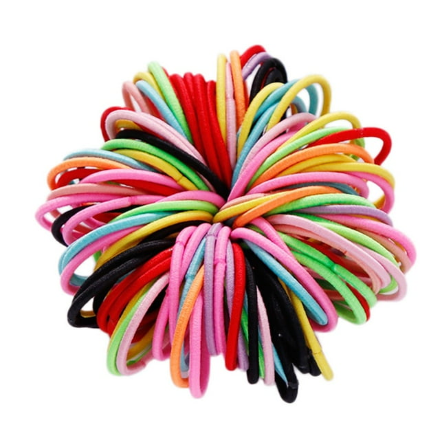 MSJUHEG Hair Ties Headbands For Women Girls 100 Pieces Of 3 Cm Nylon Non-Harm Hair Rubber Band Color Hair Rope Jewelry Hair Bands Multi-Color One Size