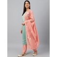 thumbnail image 5 of Janasya Indian Women's Green Poly Silk Embroidered Kurta with Pant and Dupatta, 5 of 10