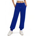 thumbnail image 4 of Tianiyouqing Womens Dressy Sweatpants Fleece Lined Drawstring High Waisted Running Baggy Sweatpants Fall Elastic Bottom Stretchy Waist Palazzo Long Pants Blue XXL, 4 of 6
