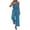 Blue, variant on Summer Womens Jumpsuit Solid Color Buttoned Cropped Wide Leg Elastic Waist Bodysuit
