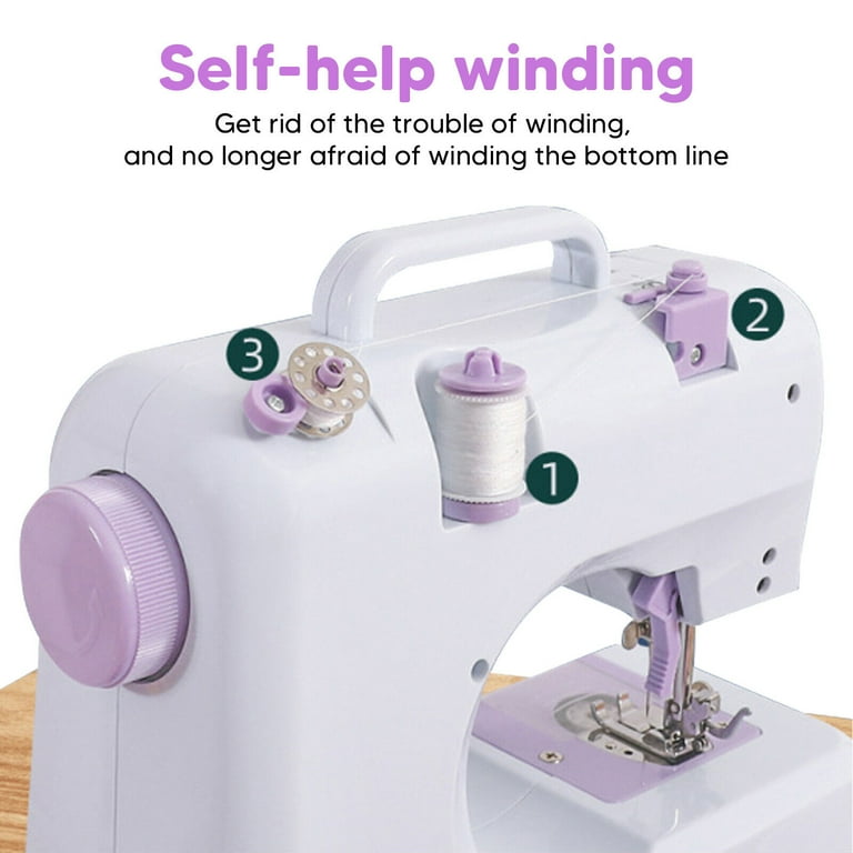 Mini Sewing Machine, Multifunctional Household Sewing Machines for Kids and  Adults with 12 Built-in Stitches, 2 Speeds Double Thread for Beginners 