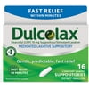 Dulcolax Medicated Laxative Suppositories, 16 Comfort-Shaped Suppositories-Pack of 2