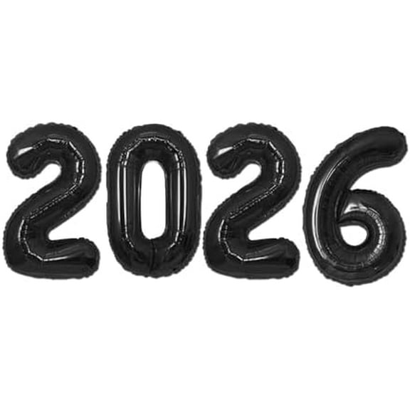 16 Inch 2026 Balloons Number 2026 Foil Balloons for New Years Eve Party Supplies Anniversary Party Graduation Decorations Home Office Decoration, Black