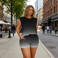 thumbnail image 6 of 2 Piece Summer Sets for Women Sleeveless Pleated Tank Top and Drawstring Elastic Waisted Shorts Loungewear (XL, Black), 6 of 8