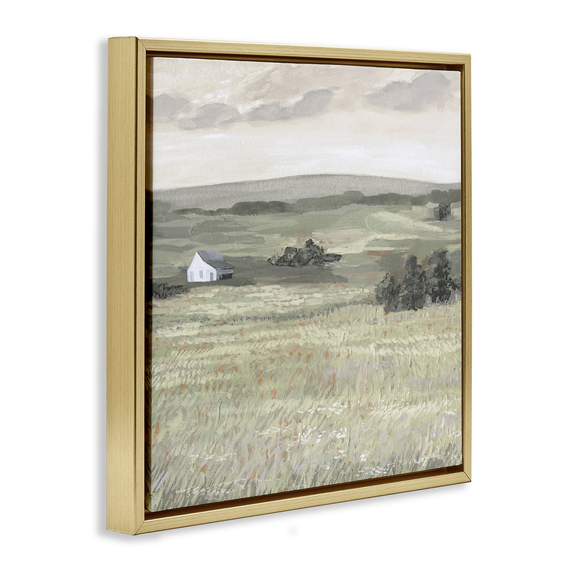 Stupell Industries Scenic Country Landscape Landscape & Nature Painting Gold Floater Framed Canvas Art Print Wall Art, 18 x 18